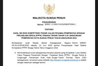 Pengumuman Hasil Seleksi PPPK tahap II Sungai Penuh