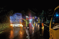 Foto : Kondisi Jalan Nasional Kerinci Bangko Muara Hemat nkembali Normal (Dok Sat Lantas Polres Kerinci)