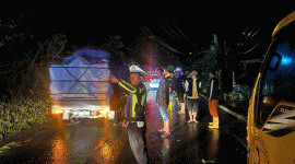 Foto : Kondisi Jalan Nasional Kerinci Bangko Muara Hemat nkembali Normal (Dok Sat Lantas Polres Kerinci)