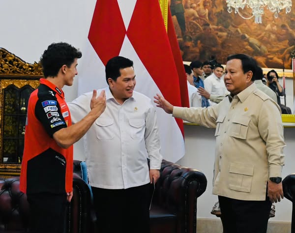 Presiden Prabowo,Mempora Erick Tohir dan Marc Marquez di Istana Merdeka,Selasa 29/09/2025