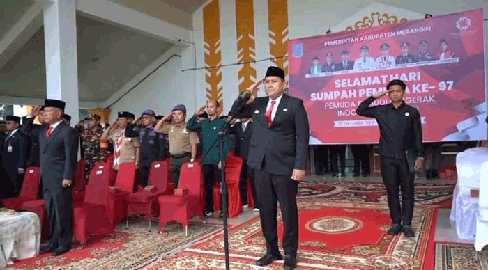 Pemerintah Kabupaten Merangin memperingati Hari Sumpah Pemuda ke-97 dengan upacara penuh semangat di halaman Kantor Bupati Merangin, Selasa  28 Oktober 2025 (Dok Diskominfo Merangin)