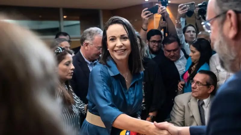 Maria Corina Machado Meraih penghargaan Nobel Peramaian 2025 Pada Jumat 10 Oktober lalu ( Sumber Foto : Getty Image