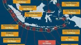 Foto : ilustrasi Peta Potensi Gempa Megathrust Mentawai,Selat Sunda dan Sumbawa (Istimewa)