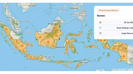 Peta prakiraan cuaca ekstrem BMKG menunjukkan potensi hujan lebat di Indonesia