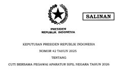 Resmi! Keppres Nomor 42 Tahun 2025 Terbit, Inilah Rincian Cuti Bersama ASN Tahun 2026